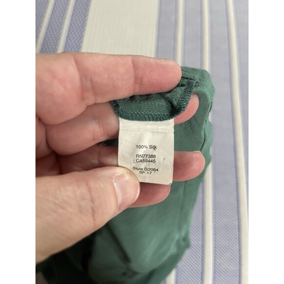 Madewell Tie Front Silk Blouse Size S Button Back Green - Picture 6 of 7